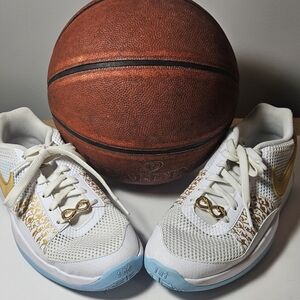 Nike Kids White and Gold Sneakers